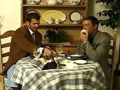 Classic diner and gay anal for homosexual couple