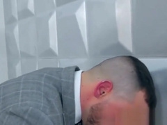 Jock executive has his cock sucked before fucking his man