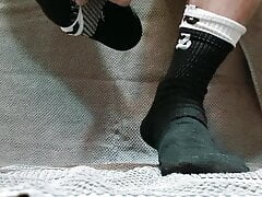 Stinky male feet from gym