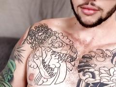 Amateur otter strokes his hairy dong