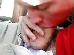 Blonde Teen Twink Swallows a cock in his car