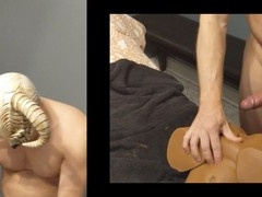 Masculine hunk relentlessly pounds and penetrates ebony pussy, delivers deep creampie