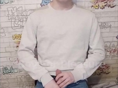 Teenager guy strokes off and drinks jism