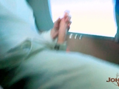 Risky BUS RAIL! Exhib twunk unload a giant fountain in the backseat of a bus!