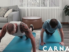 FunSizeBoys Logan Cross post exercise breeding by DILF Dallas Steele 2