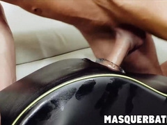 Muscular youngster James stuffs fleshlight with big dick