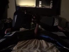 Twink's Kinky Latex Self-Bondage Session with a Sex Toy