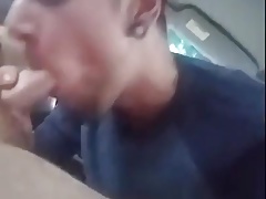 Cum sucking in a car