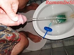 Master Ramon's horny good morning piss, mouth on slave!