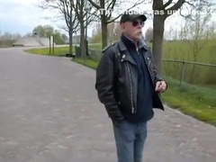 nlboots - rubber boots, leather jacket and outdoors, cold !