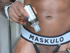 Playing with my massive hard rod and perky nipples