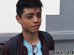 Straight Latino paid to ride big cock bareback and eat jizz