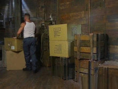 Inked stud edging restrained muscle hunk