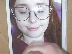 Cum on Heather's lovely face eyes closed