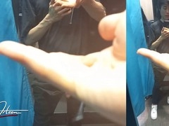 Jon Arteen shoots massive load in shopping mall changing room while wearing Nike Air Risky Public teen sneakers