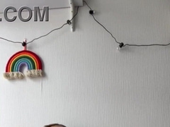 A fantastic teenie boy plays with a humungous pink cigar and pops