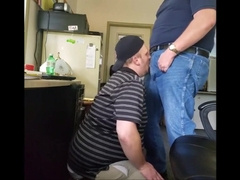 Daddy trucker dumps a quick load in Chubby Boy's mouth... 7