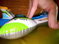 Blue intex air strike plane fuck on waterbed