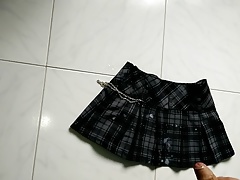 Cum on tartan Miniskirt