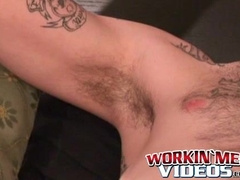 Horny amateur jerks off his big throbbing cock in hot solo