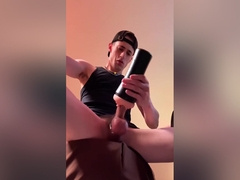 Stroking And Edging My Big Hard Cock With My New Toy, Massive Cum Shot!