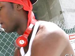 Black guy is down with giving this dude an interracial blowjob