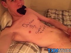 Byrant Vixen stuffs his mouth with undies while jacking off