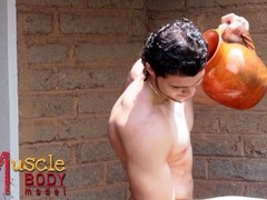 Big Latin assets on an XXL bodybuilder receiving a massive cumshot from a gay model