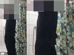 Security Guard taking shower and cumming
