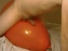 Big inflatable orange balloon humping cum 4