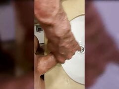 Thick Cock Stroking and Cumming in the Sink