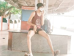 Indian gay college boy masterbate at railway station