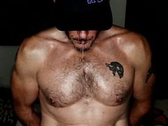 Muscle Daddy Stroking Cock