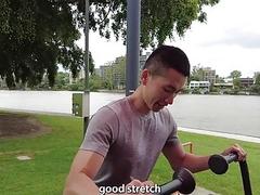 Ep 1. Horny Chinese Boy rides a girthy Aussie cock bareback