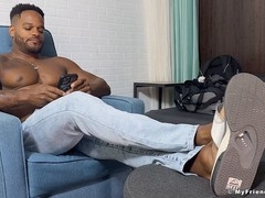 Foot worshipping, myfriendsfeet, black stud