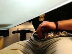 Boss finds coworker having a solo session on webcam at the office