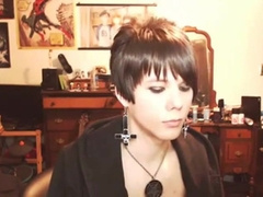 Brief-Haired Crossdresser Bombshell on Web cam