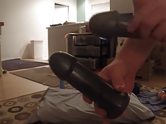 Large dildo stretches my ass out
