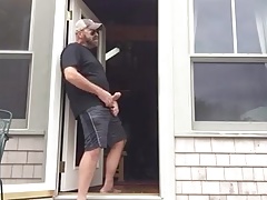 Hairy man Caught stroking by neigbour
