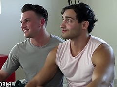 2 college jocks fuck before class. GAY SEX