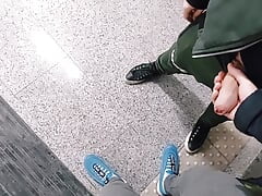RAILWAY STATION EXTEME! 2 SERBIAN BUDDIES JERK OFF AND SUCK