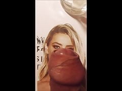 Cum tribute for Amber Heard's printed face photo