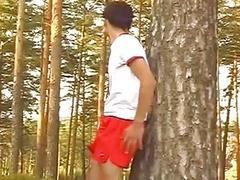 Horny twinks suck, fuck and jerk off in the woods