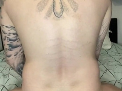 Inked boy rails faux-cock
