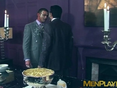 Food war turns into a wild ass fucking by suited Harry Louis and Marco Sessions