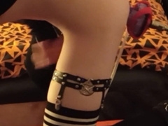 Femboy ultimately gets knotted on a boinking machine