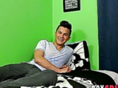 Attractive twink tugs on his cock through underwear and teases