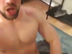Bearded cute guy cums