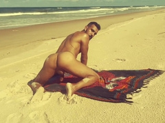 Naturist Beach - Dan bare and rock hard jacking off on the beach teaser