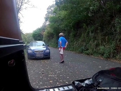 Truck parked up, I unclothe and have fun with myself, he is observing ?